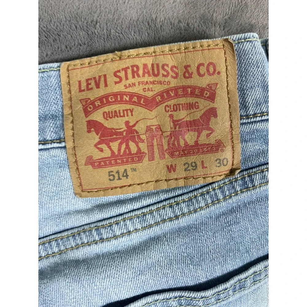 Levi's 514 Straight Fit Jeans 29x30 Light Wash Blue‎ Denim Stretch